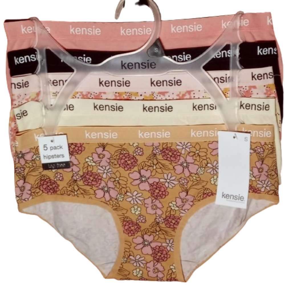 New Kensie 5 pack  Hipster Low Rise Tagless Panties Womens Small